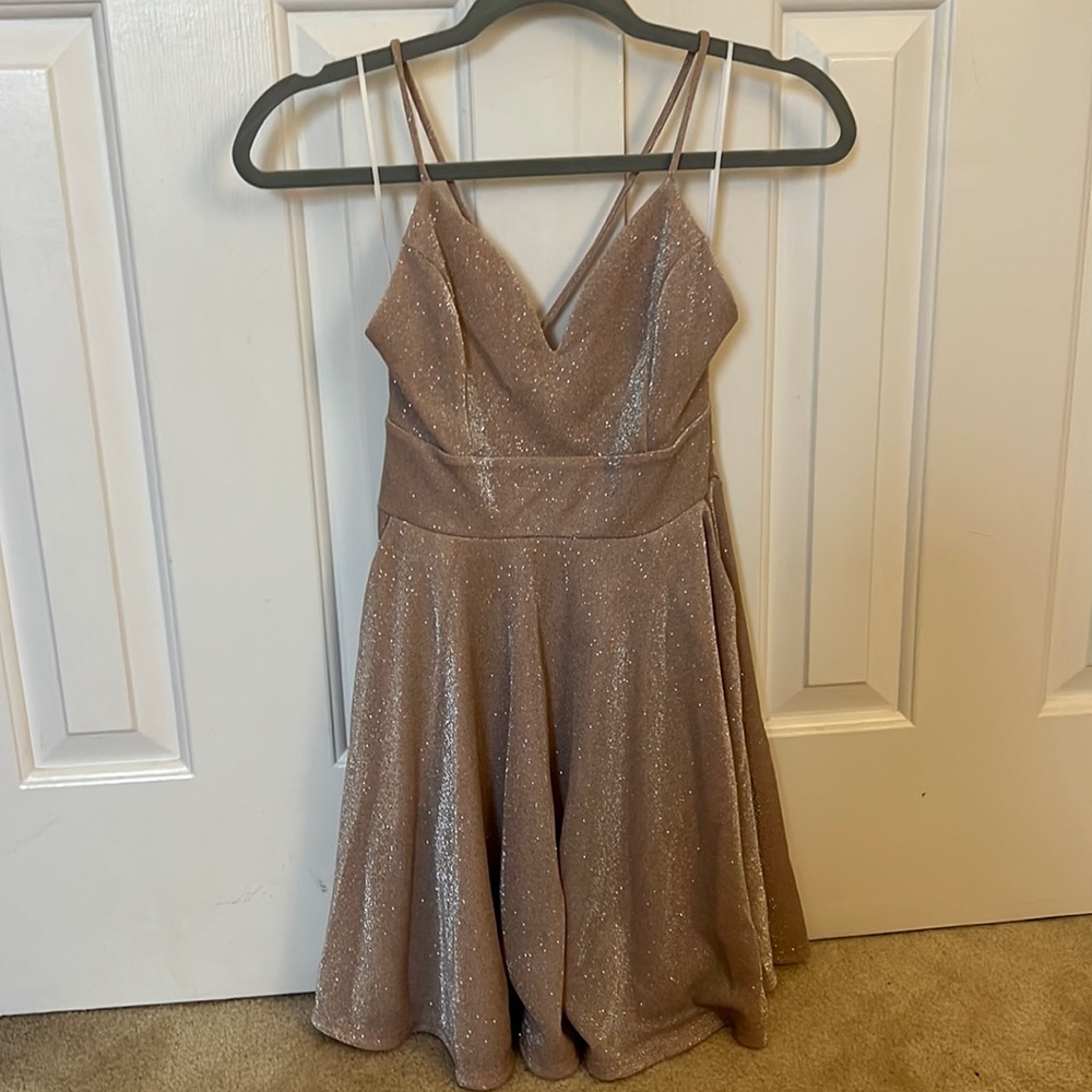 Rose Gold Sparkly Mini Windsor Homecoming Dress